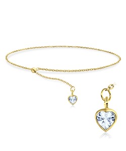 Gold Plated CZ Heart Silver Bracelet BRS-444-GP